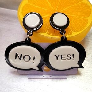 Yes Or No Word Bubble Earrings Acylic Resign 3D Printed